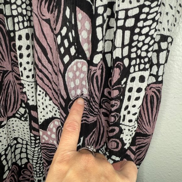 Vintage 90s Polka Dot Printed Broomstick Skirt Floral Op Art Elastic Waist L/XL - Picture 6 of 12